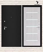 Входная дверь CLASSIC Шагрень черная 01 — Сандал белый, стекло белое