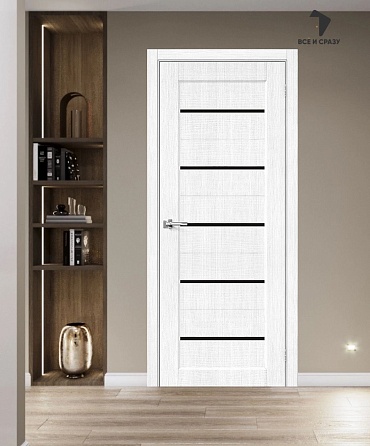 Межкомнатная дверь с экошпоном Мода-22 Black Line Snow Melinga