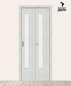 Межкомнатная складная дверь с экошпоном Браво-9 Bianco Veralinga/Wired Glass 12,5