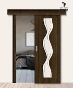 Межкомнатная дверь-купе с ПВХ-пленкой Вираж-2 Dark Barnwood
