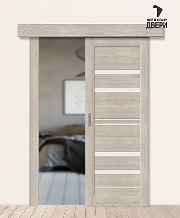 Межкомнатная дверь-купе с экошпоном Браво-30 Cappuccino Melinga/Magic Fog 600х2000 мм