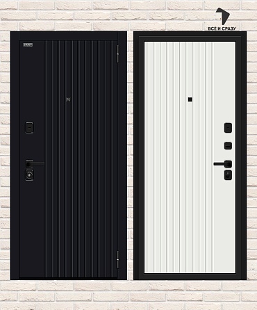 Металлическая дверь Граффити-32/32 Total Black/Super White 205х86 Левая
