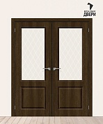 Двойная межкомнатная дверь с ПВХ-пленкой Скинни-13 Dark Barnwood