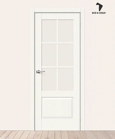 Межкомнатная дверь с экошпоном Прима-13.0.1 White Wood/Magic Fog 600х2000 мм