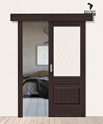Межкомнатная дверь-купе с экошпоном Прима-3 Wenge Melinga/White Сrystal