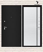 Входная дверь CLASSIC Шагрень черная 22 — Белый софт, черная вставка