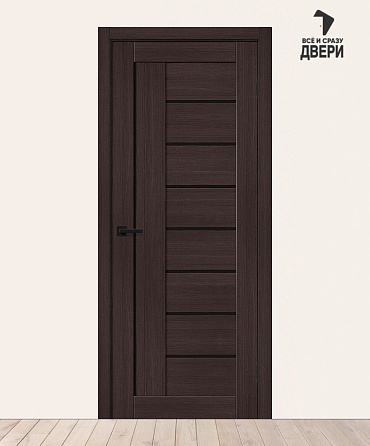 Межкомнатная дверь с экошпоном Браво-29 Wenge Melinga/Black Shine 600х2000 мм