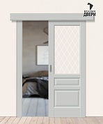 Межкомнатная дверь-купе Эмалит Неоклассик-35 Grey Matt/White Сrystal