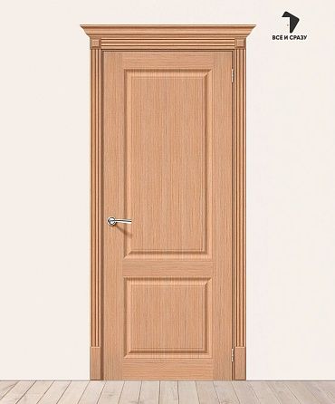 Межкомнатная шпонированная дверь Статус-12 Дуб файн-лайн 550х1900 мм