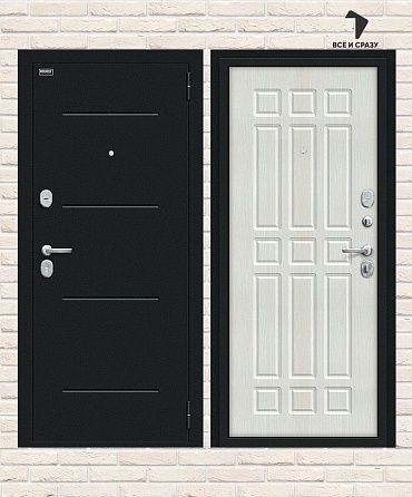 Металлическая дверь Мило Букле чёрное/Bianco Veralinga 205х86 Левая