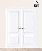 Двойная межкомнатная дверь ПЭТ Неоклассик-32 White Silk