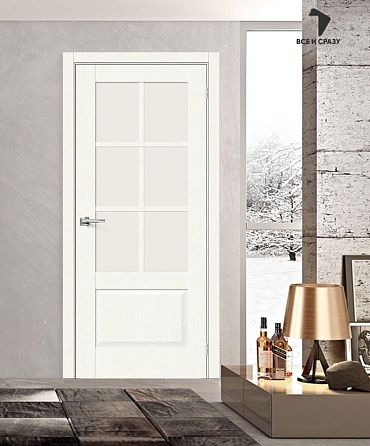 Межкомнатная дверь с экошпоном Прима-13.0.1 White Wood/Magic Fog