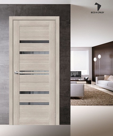 Межкомнатная дверь с экошпоном Браво-30 Cappuccino Melinga/Mirox Grey