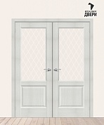 Двойная межкомнатная дверь с экошпоном Неоклассик-33 Bianco Veralinga/White Сrystal