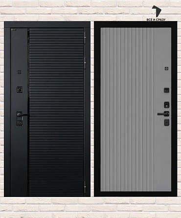 Входная дверь PIANO 29 - Черный кварц/Серый рельеф софт 205х88 Левая