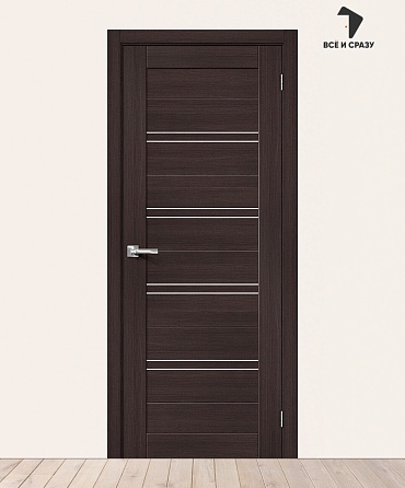 Межкомнатная дверь с экошпоном Браво-28 Wenge Melinga/Magic Fog 600х2000 мм