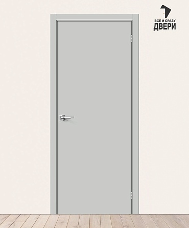 Межкомнатная дверь ПЭТ Браво-0.П Grey Silk 550х1900 мм