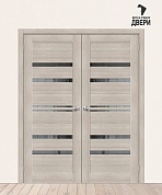 Двойная межкомнатная дверь с экошпоном Браво-30 Cappuccino Melinga/Mirox Grey