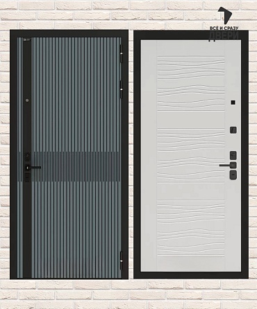 Входная дверь ISSIDA 06 - Velutto Verde/Белое дерево 205х88 Левая