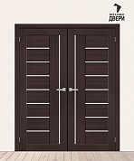 Двойная межкомнатная дверь с экошпоном Браво-29 Wenge Melinga/Magic Fog
