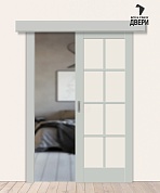Межкомнатная дверь-купе Эмалит Прима-11.1 Grey Matt