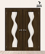 Двойная межкомнатная дверь с ПВХ-пленкой Вираж-2 Dark Barnwood