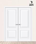Двойная межкомнатная дверь ПЭТ Классик-12 White Silk
