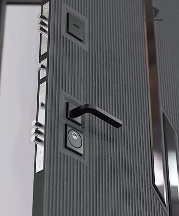 Входная дверь CARBON ФЛС-570 Белый софт, стекло черное с фацетом