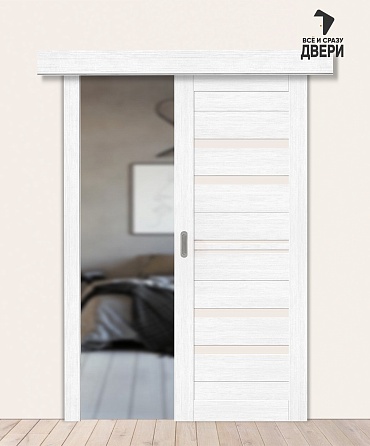 Межкомнатная дверь-купе с экошпоном Браво-30 Snow Melinga/Magic Fog 600х2000 мм