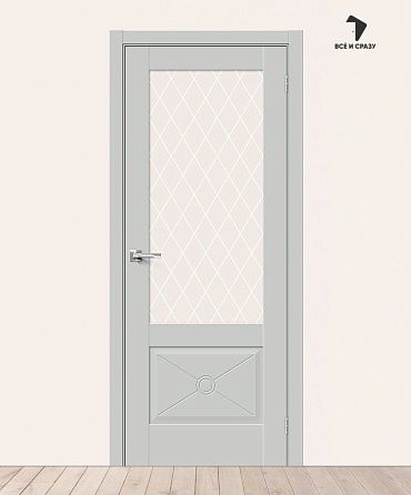 Межкомнатная дверь Эмалит Прима-13.Ф2.0.0 Grey Matt/White Сrystal 600х2000 мм