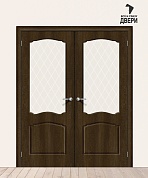 Двойная межкомнатная дверь с ПВХ-пленкой Альфа-2 Dark Barnwood