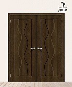 Двойная межкомнатная дверь с ПВХ-пленкой Вираж-1 Dark Barnwood