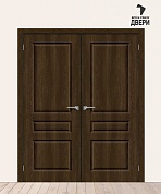 Двойная межкомнатная дверь с ПВХ-пленкой Скинни-14 Dark Barnwood