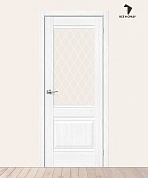 Межкомнатная дверь с экошпоном Прима-3 Snow Melinga/White Сrystal