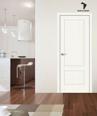Межкомнатная дверь с экошпоном Прима-12 White Wood