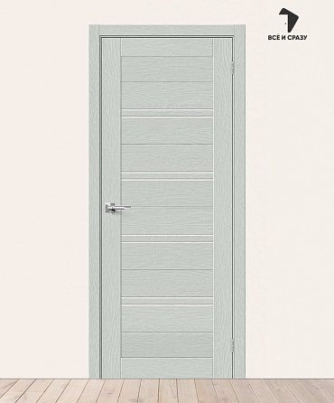 Межкомнатная дверь с экошпоном Браво-28 Grey Wood/Magic Fog 600х2000 мм