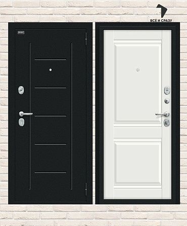 Металлическая дверь Некст Kale Букле чёрное/Off-white 205х86 Левая