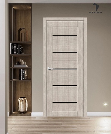 Межкомнатная дверь с экошпоном Мода-22 Black Line Cappuccino Melinga