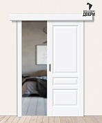 Межкомнатная дверь-купе ПЭТ Неоклассик-34 White Silk