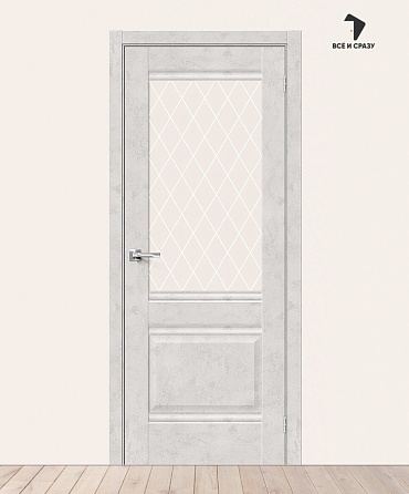 Межкомнатная дверь с экошпоном Прима-3 Look Art/White Сrystal 600х2000 мм