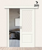 Межкомнатная дверь-купе с экошпоном Неоклассик-33 White Wood/White Сrystal