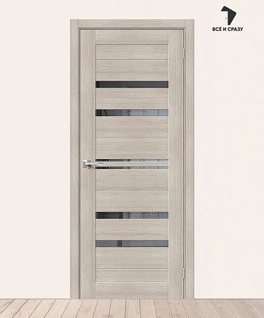 Межкомнатная дверь с экошпоном Браво-30 Cappuccino Melinga/Mirox Grey 600х2000 мм