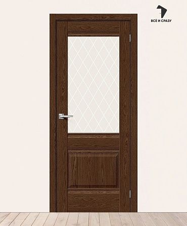 Межкомнатная дверь с экошпоном Прима-3 Brown Dreamline/White Сrystal 600х2000 мм