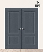 Двойная межкомнатная дверь с экошпоном Неоклассик-32 Stormy Wood
