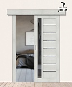 Межкомнатная дверь-купе с экошпоном Браво-27 Bianco Veralinga/Mirox Grey