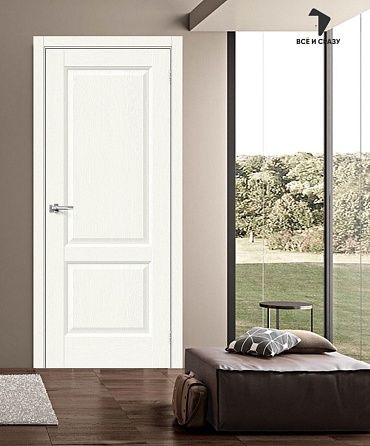 Межкомнатная дверь с экошпоном Неоклассик-32 White Wood