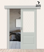 Межкомнатная дверь-купе Эмалит Прима-3 Grey Matt