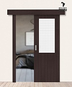 Межкомнатная дверь-купе с экошпоном Браво-7 Wenge Melinga/Wired Glass 12,5