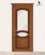 Межкомнатная шпонированная дверь Азалия со стеклом Орех файн-лайн