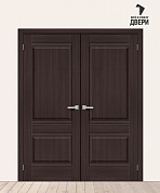 Двойная межкомнатная дверь с экошпоном Прима-2 Wenge Melinga